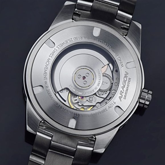 ARAGON Watch Swiss Automatic DiveMaster Sapphire Crystal & Bezel Black Dial 42mm - Picture 9 of 16